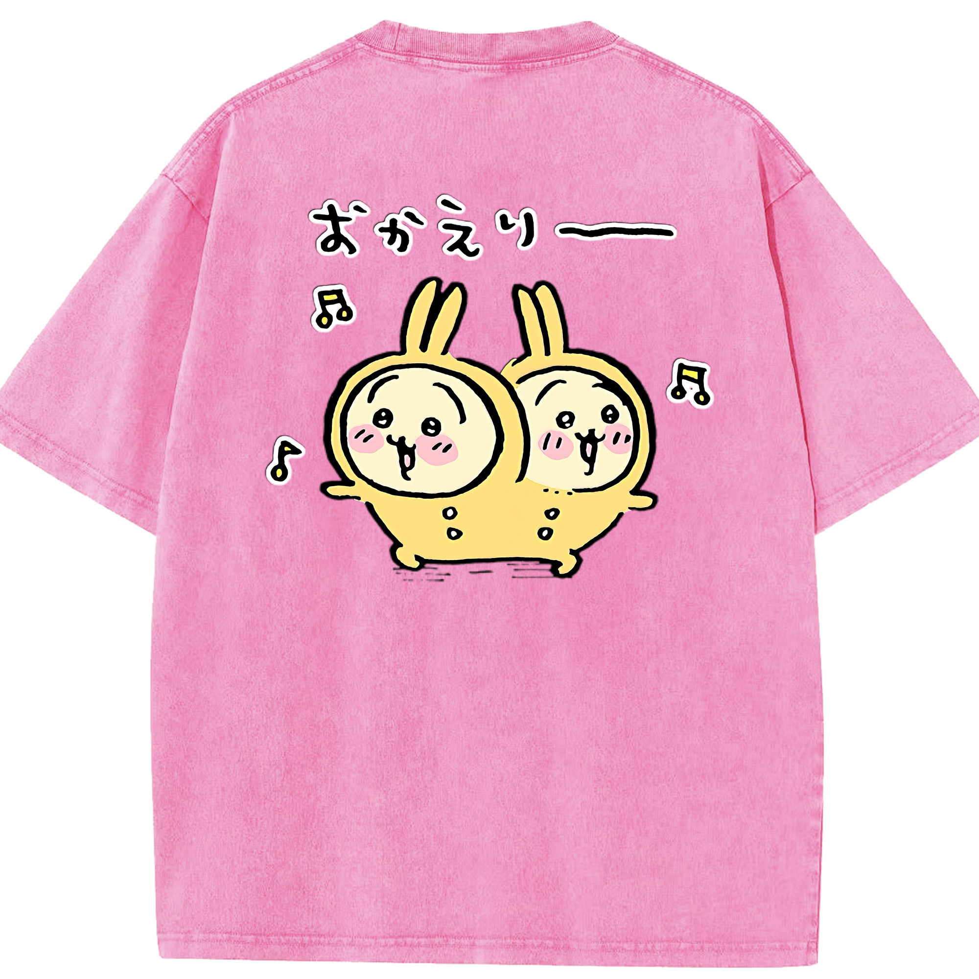 （画像用） ちいかわ うさぎ Chii-kawa usagi 綿100% ヴィンテージ風 半袖Tシャツ（背面プリント）